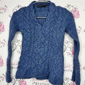 Irelands eye sweater wool cashmere heathered navy blue warm cozy thick knit